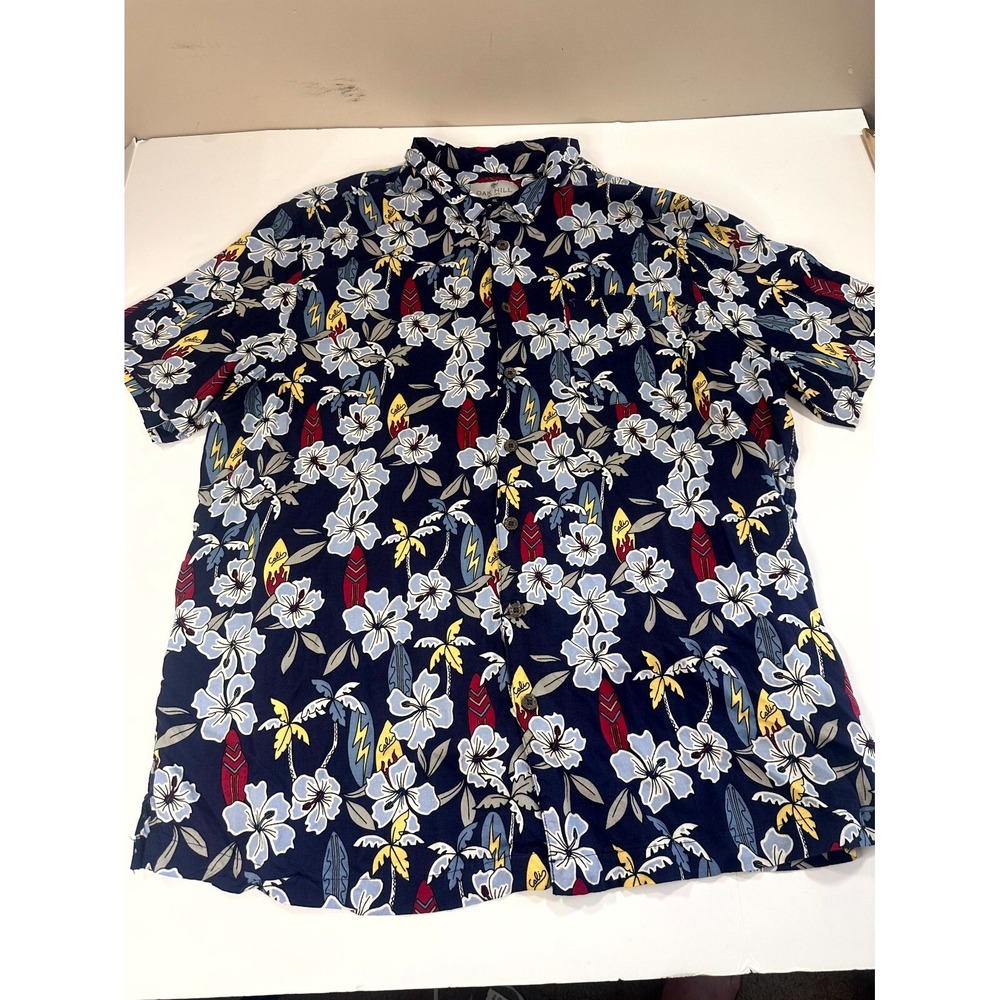 Oak Hill Shirt Mens 1XL Blue Floral Short Sleeve Classic Fit‎ Button-Up Casual